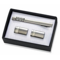 2 Tone Gunmetal Metal Cufflinks w/ Matching Tie Clip